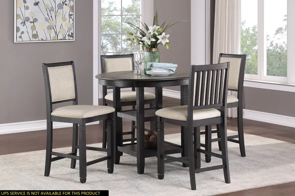 5 Piece Counter Height Dining Set Table Built Shelves And 4 Counter Stools kanepe