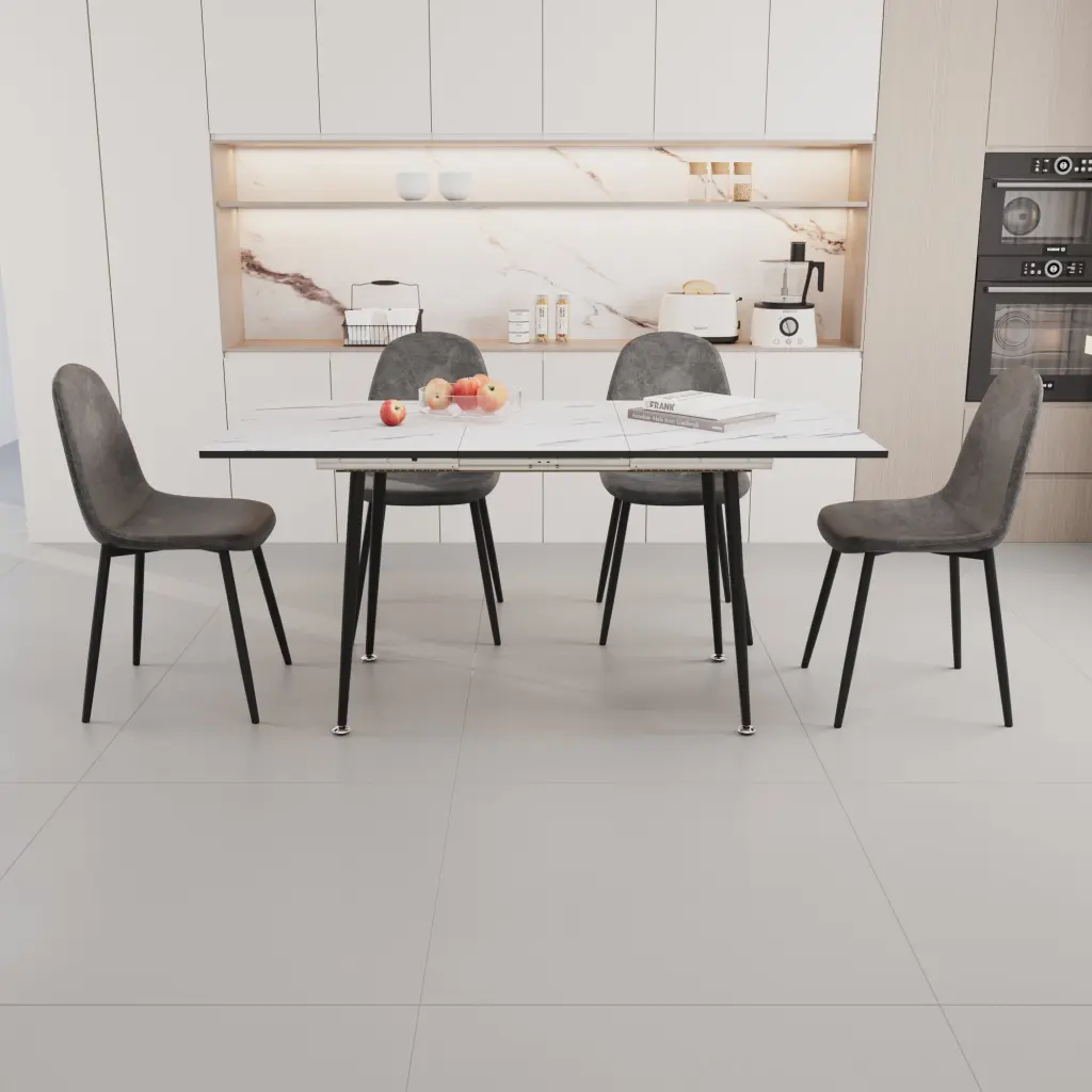 47 to 63 Inch Extendable MDF Modern Dining Table And Chair Set nuoli furniture