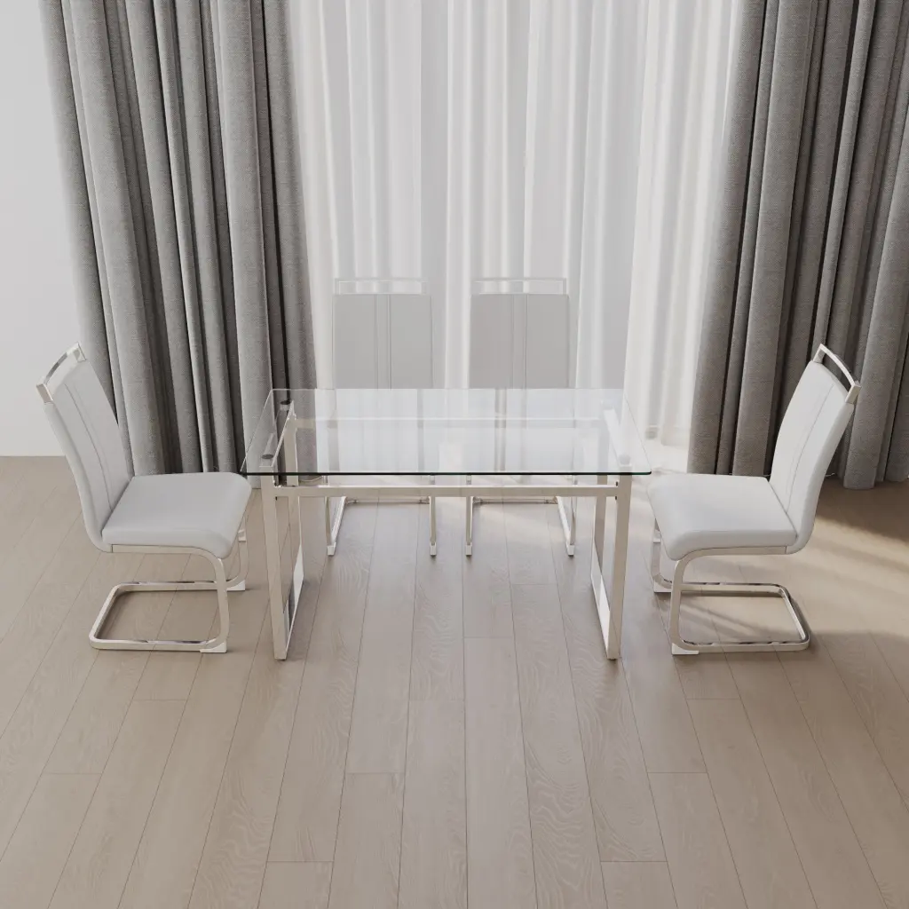 51 Inch Glass Dining Table Set 4 Chairs nuoli furniture