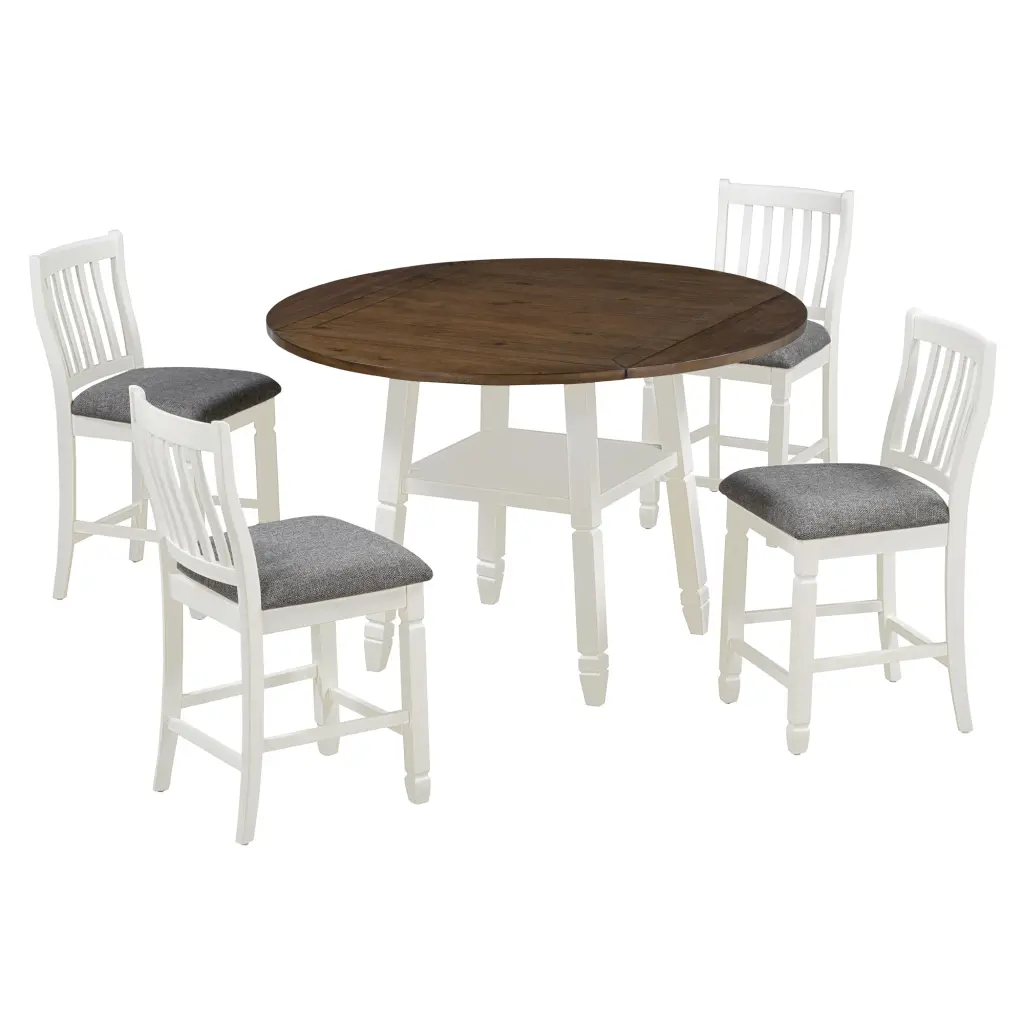5 Piece Counter Height Dining Table Set 4 Folding Chairs 2 Size Options rnb
