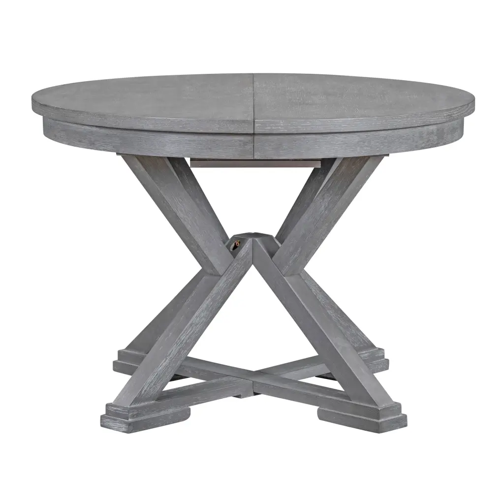 5 Piece Retro Practical Dining Table Set Extendable Round Table And 4 Chairs rnb