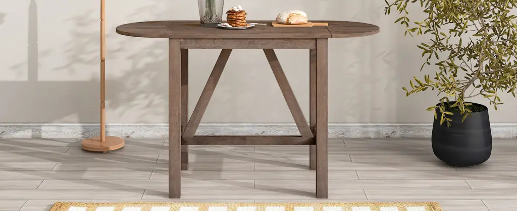 3 Piece Wood Counter Height Drop Leaf Dining Table Set 2 Upholstered Chairs rnb