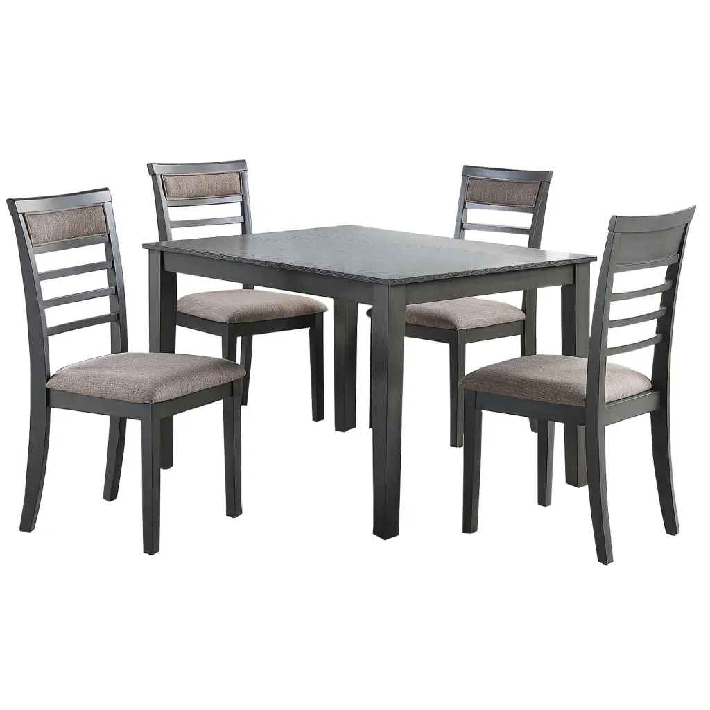 5 Piece Wooden Dining Table Set Antique Horizontal Slatted Back Chairs royal hampton