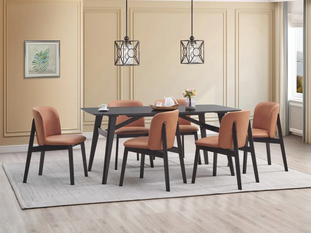 Eliora Dining Table Black Finish Wood acme onsite store