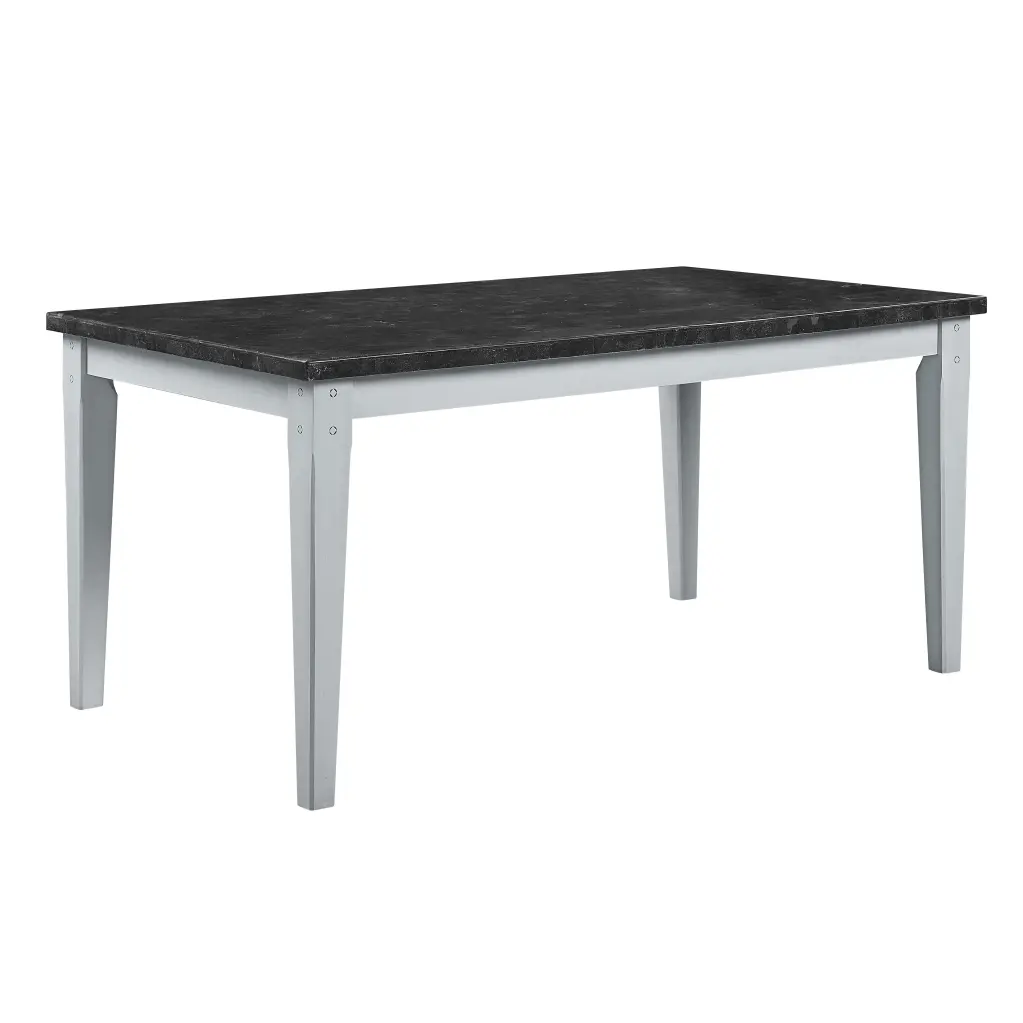 Lanton Dining Table Stone & Antique White Finish Modern Dining Room acme onsite store