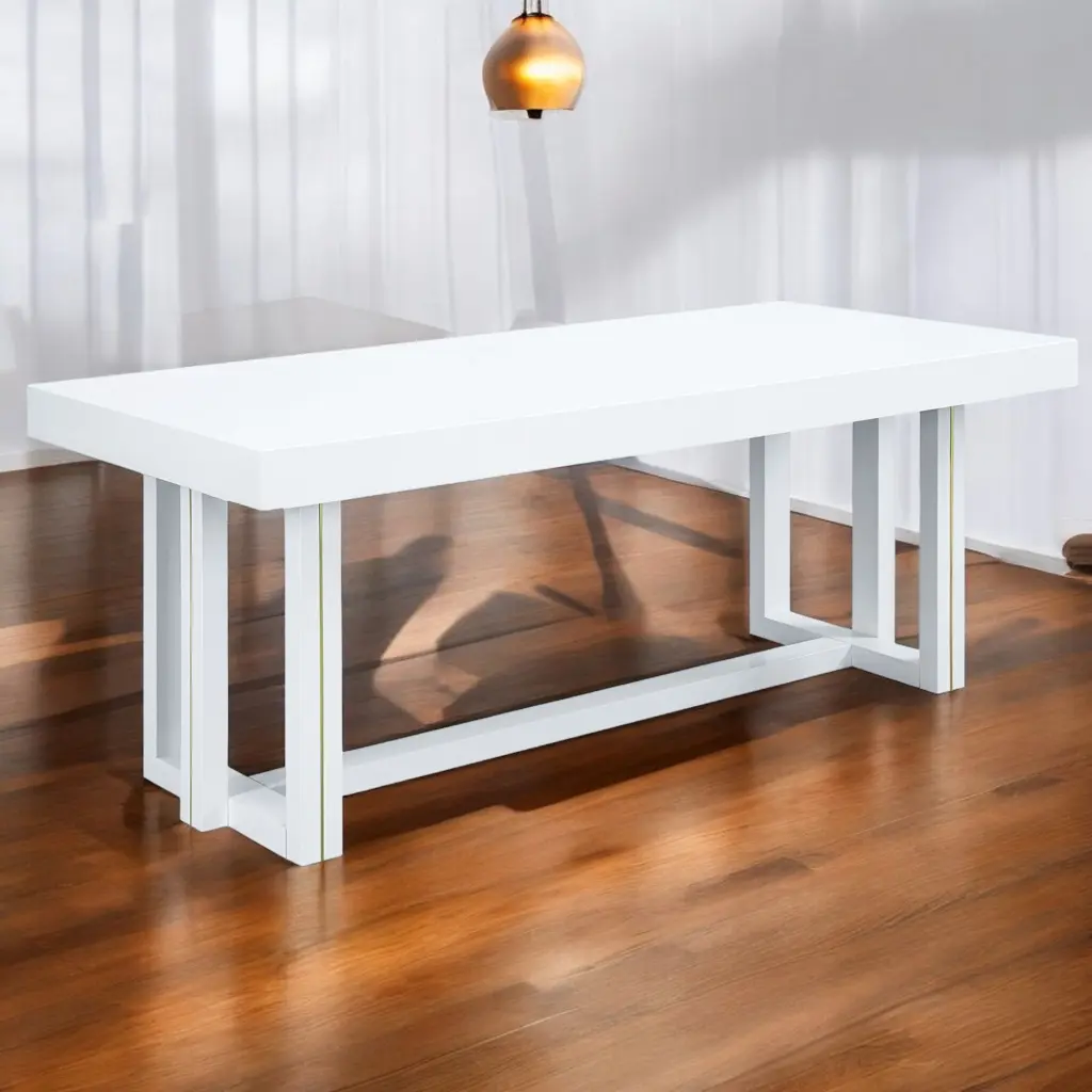 Paxley Dining Table White High Gloss Finish Dn01610 White Mdf acme onsite store