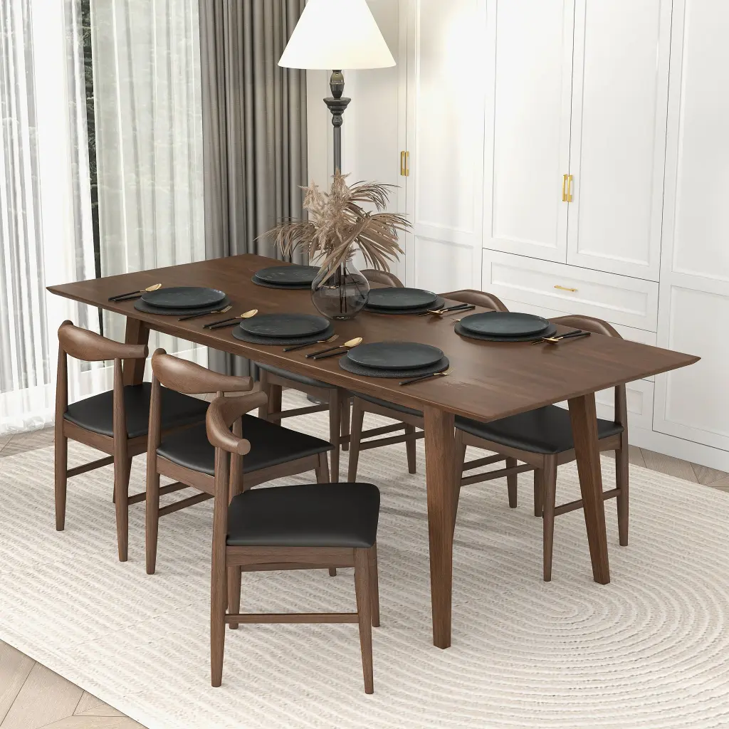 Levi Modern Solid Timber Rectangular Dining Table 86 Inch Brown ashcroft furniture