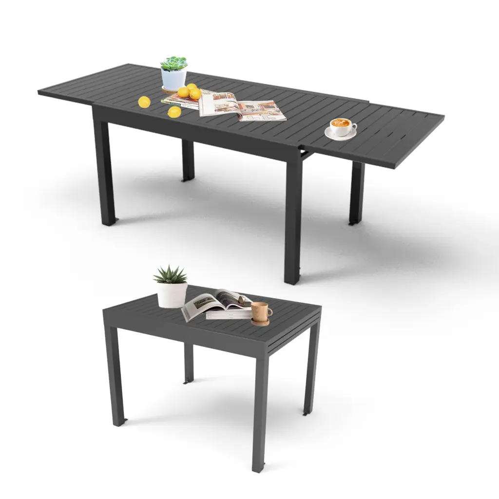 Light Metal Patio Extendable Dining Table 35 to 71 Inches Indoor Outdoor Use crefise patio life