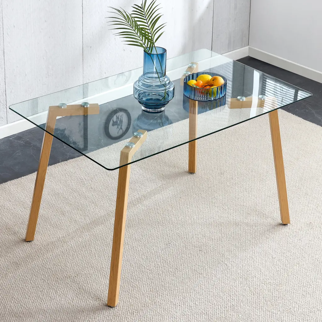 Crystal Dining Table Modern Minimalist Rectangle Design Seats 4-6 People Contemporary Homes droom w-1151