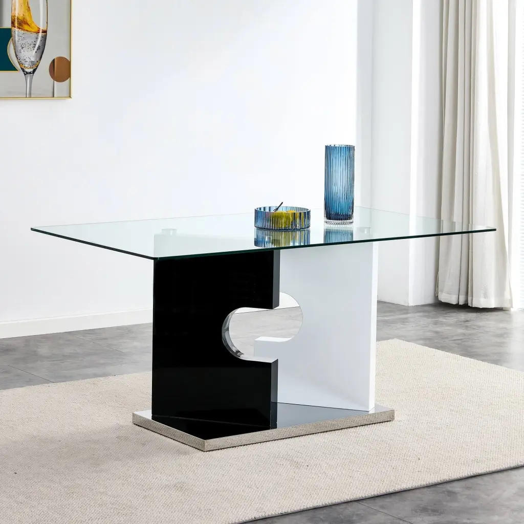 Large Modern Minimalist Rectangular Glass Dining Table 6-8 People droom w-1151