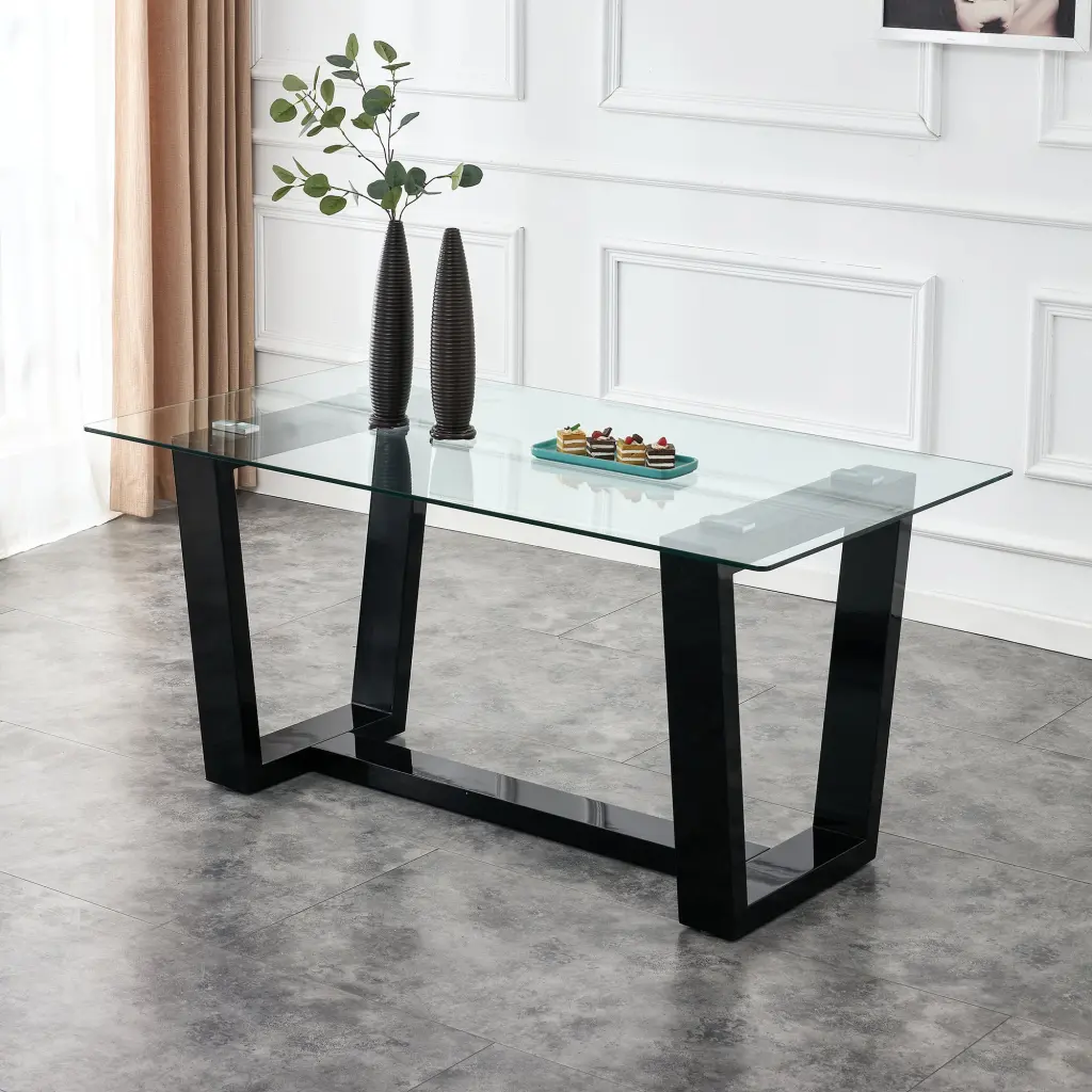 Large Modern Minimalist Rectangular Glass Dining Table 6-8 People droom w-1151