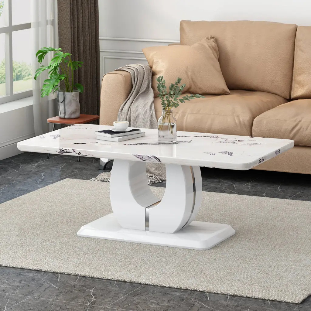 Modern Effortless Premium Imitation Marble Dining Table Rectangular Coffee Table droom w-1151