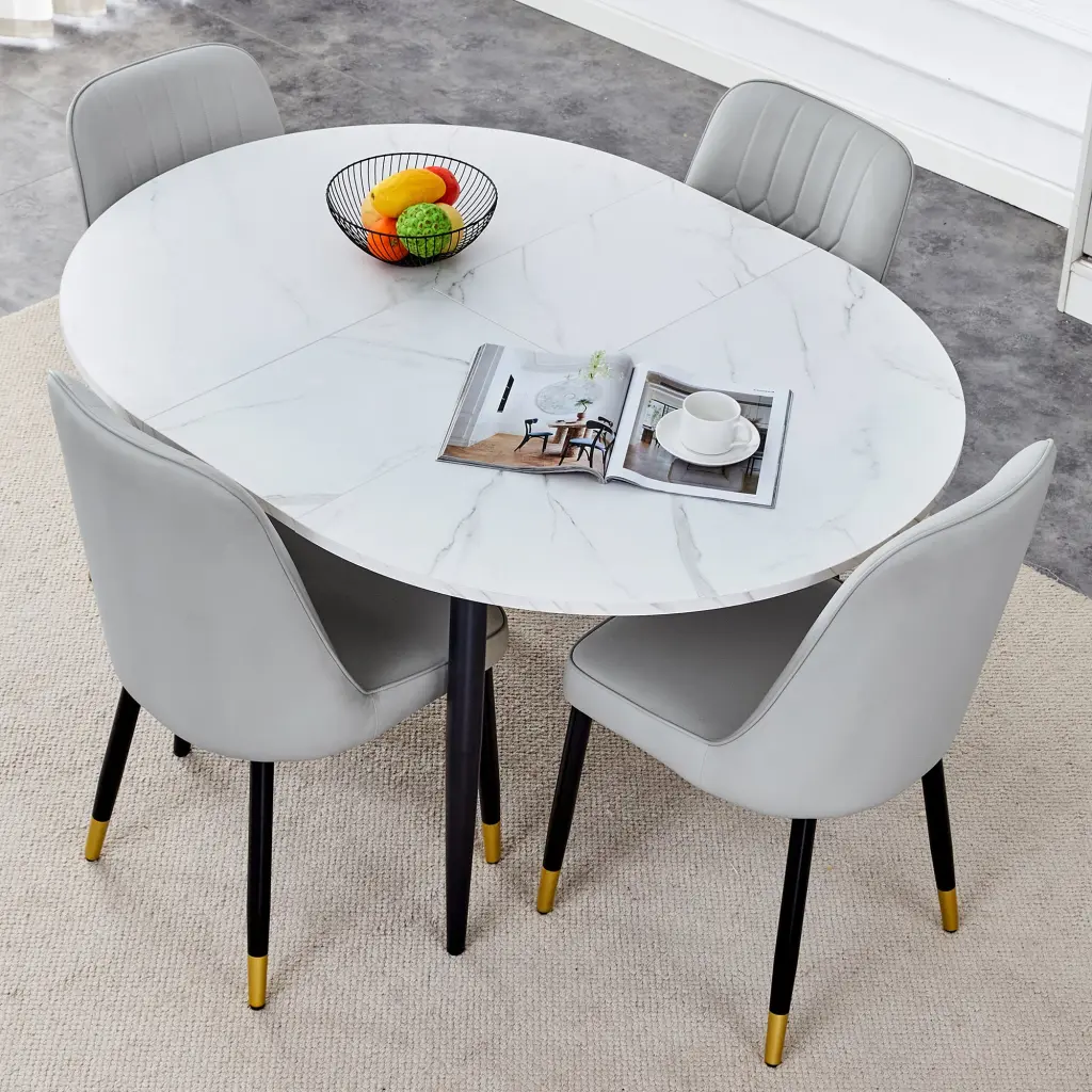 Modern Extendable MDF Dining Table And Chair Set Small Spaces droom w-1151
