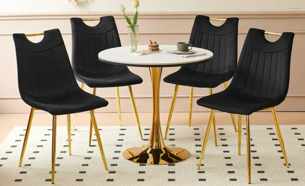 4-5 Piece Dining Set Metallic Leg Mid Century Dining Table 4 ego store