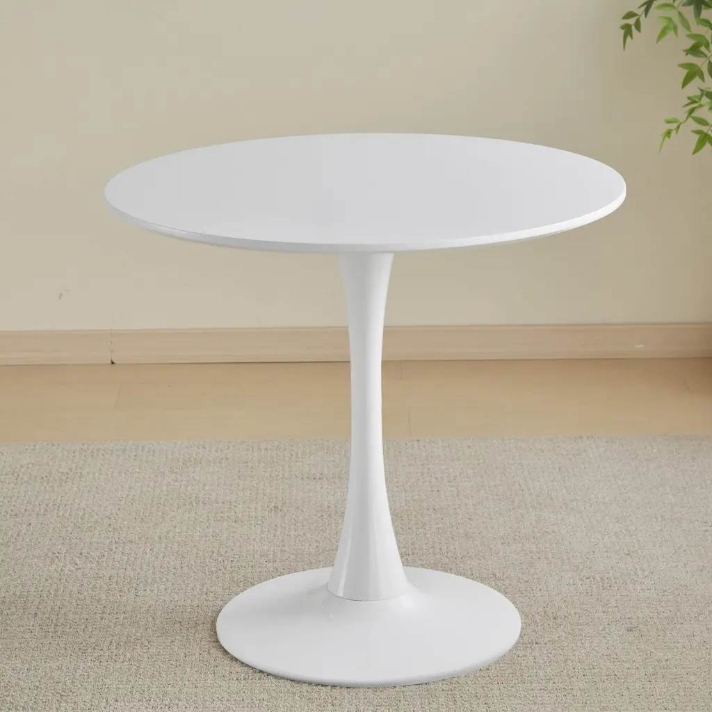 31.5 Inch Round White Dining Table Modern Tulip Design Kitchen Table haizhijia