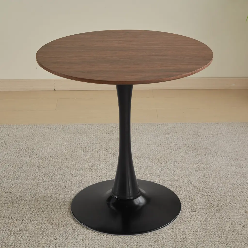 31.5 Round Dining Table 2-4 People Walnut Top Mid Century Modern Design haizhijia
