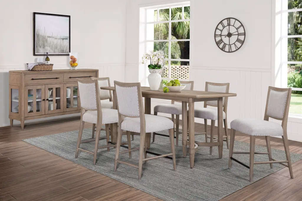 Counter Height Dining Table Sand Hue Finish Solid Timber and MDF ihomefurnishings