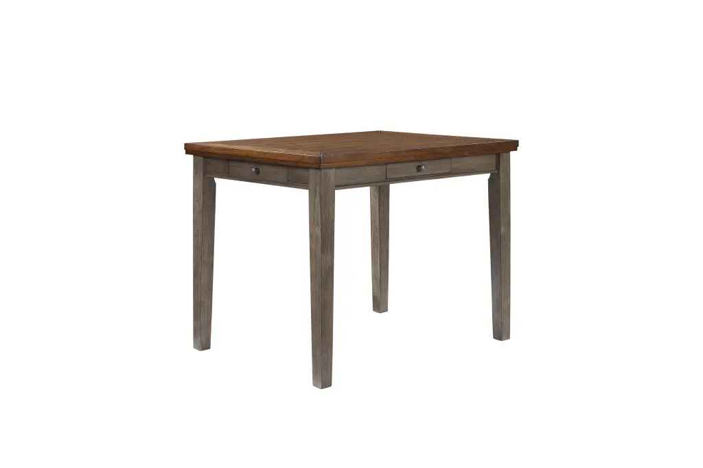 Counter Height Two Tone 4 Drawer Dining Table Gray Solid Wood MDF ihomefurnishings
