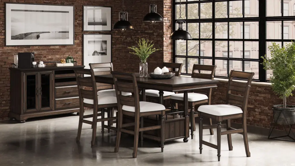 Deep Coffee Counter Height Dining Table Solid Timber and MDF ihomefurnishings