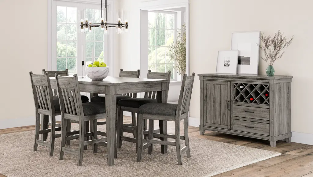 Rustic Gray Counter Height Dining Table Solid Timber MDF ihomefurnishings