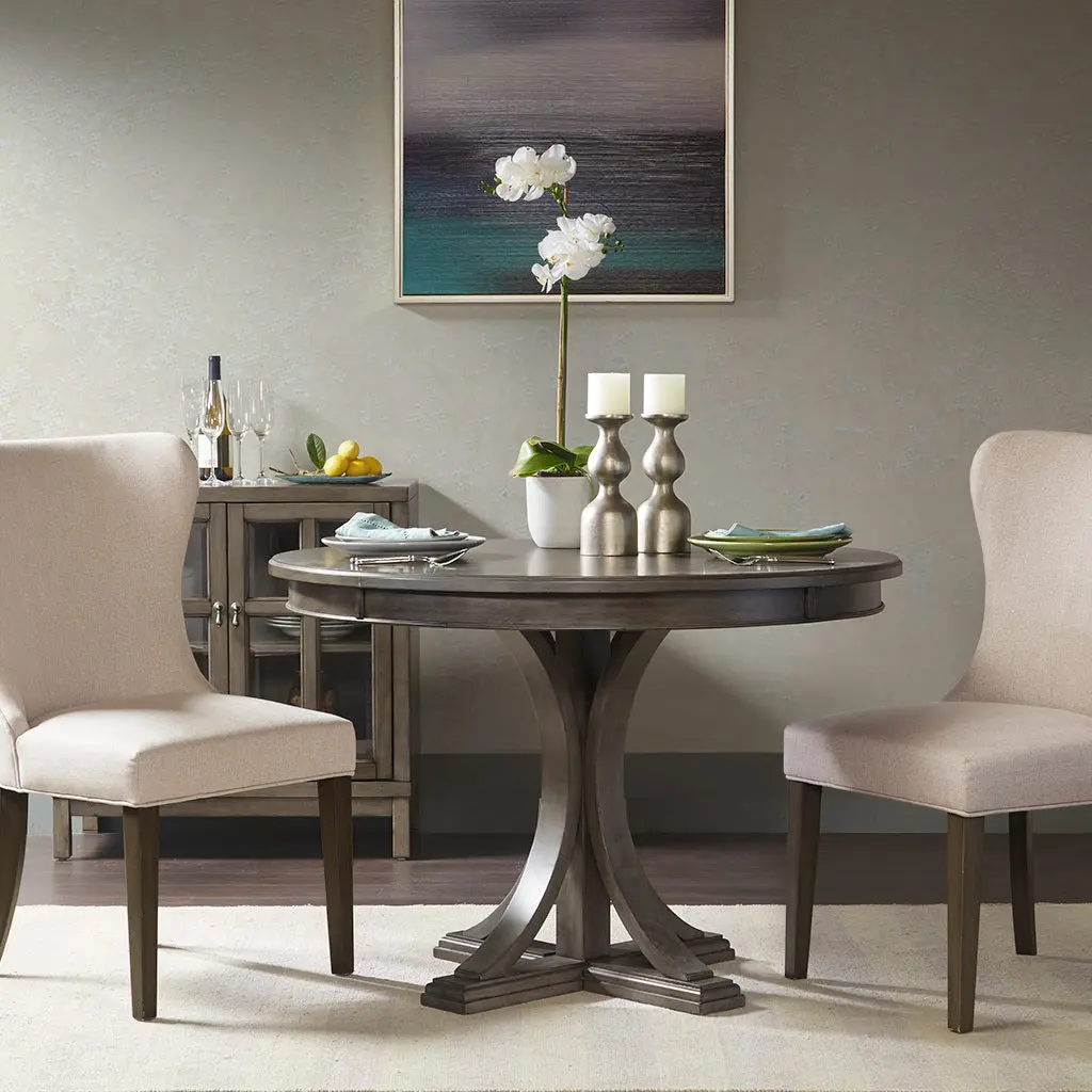 44 Inch Round Dining Table Solid Wood Finish Timeless Design jla