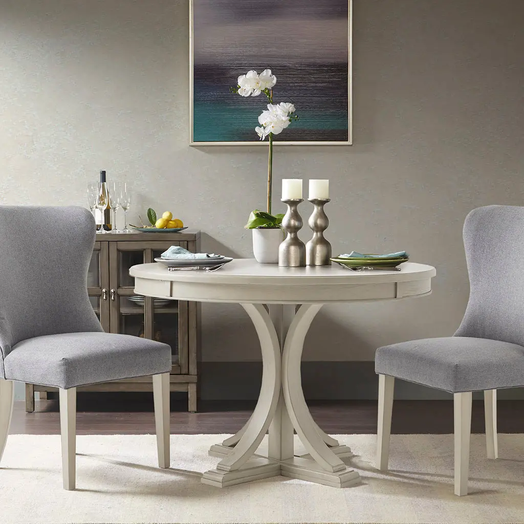44 Inch Round Dining Table Solid Wood Finish Timeless Design jla
