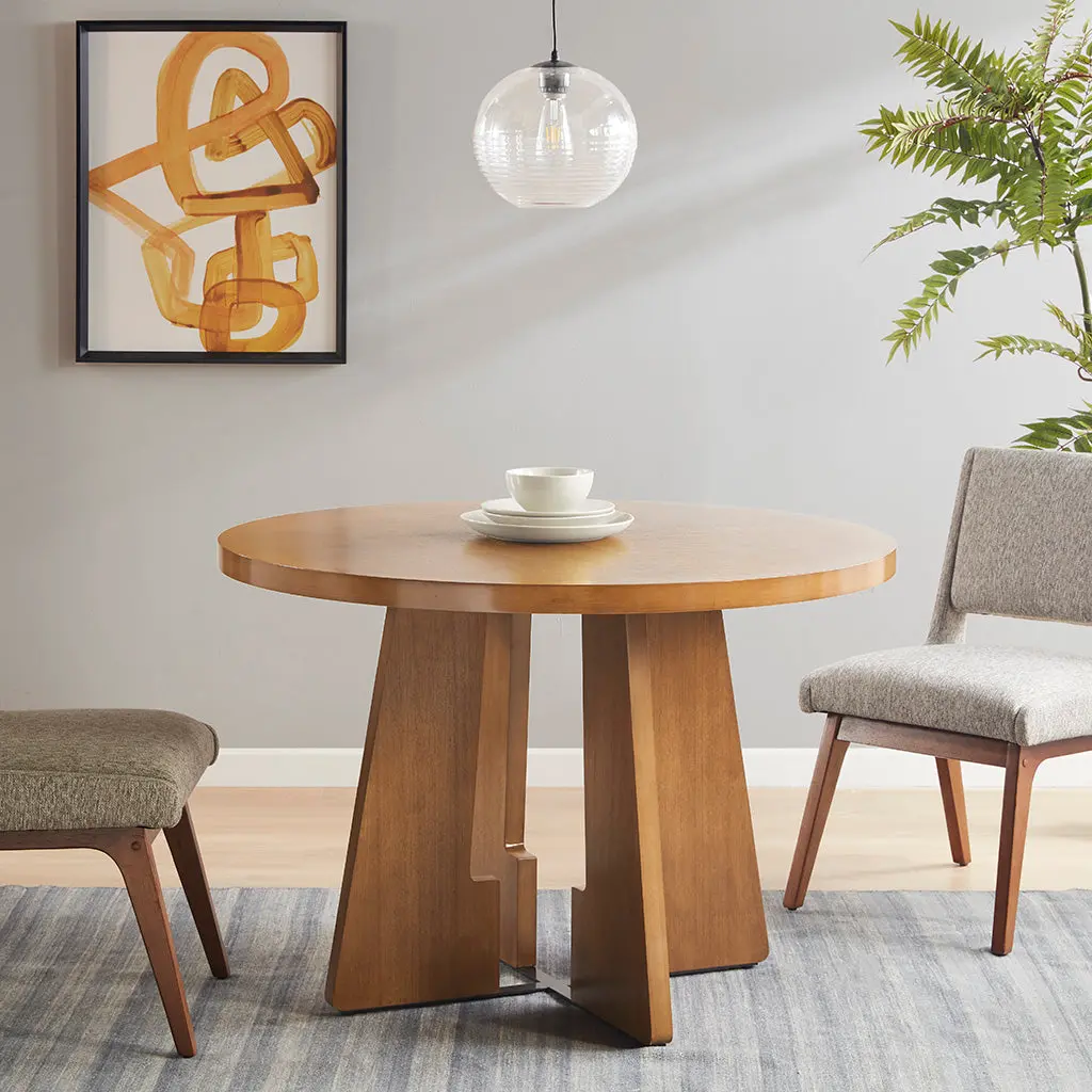 Kennedy 44 Inch Round Dining Table Walnut Wood Finish jla