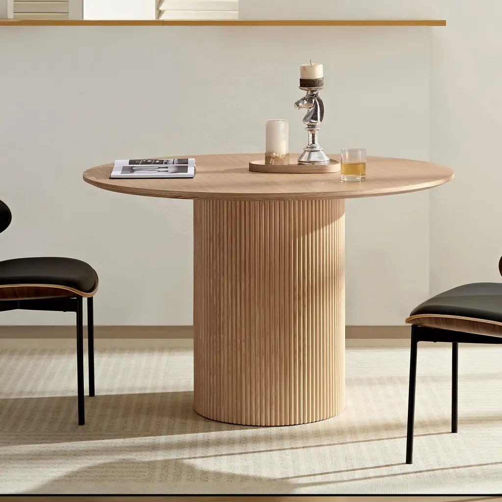 47.24 Inch Round MDF Dining Table Mid Century Modern Dining Room justone interior