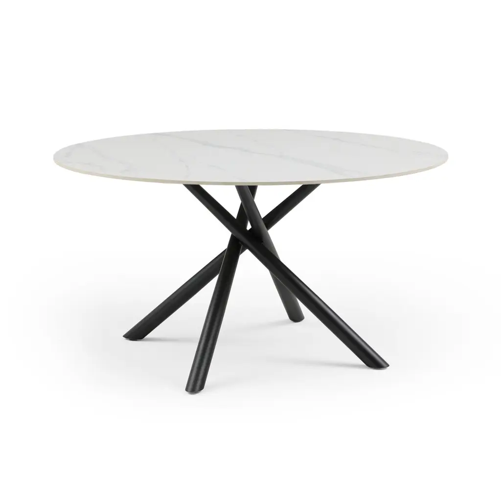 53.15 Inch Modern Round Dining Table White Sintered Stone Top 4 Chairs justone interior