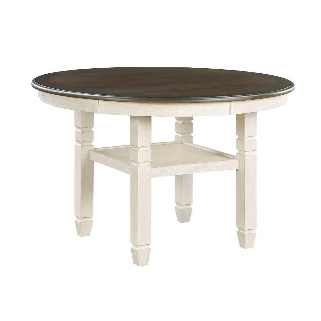 Brown And Antique White Finish 1Pc Dining Table Display Shelf Traditional kanepe