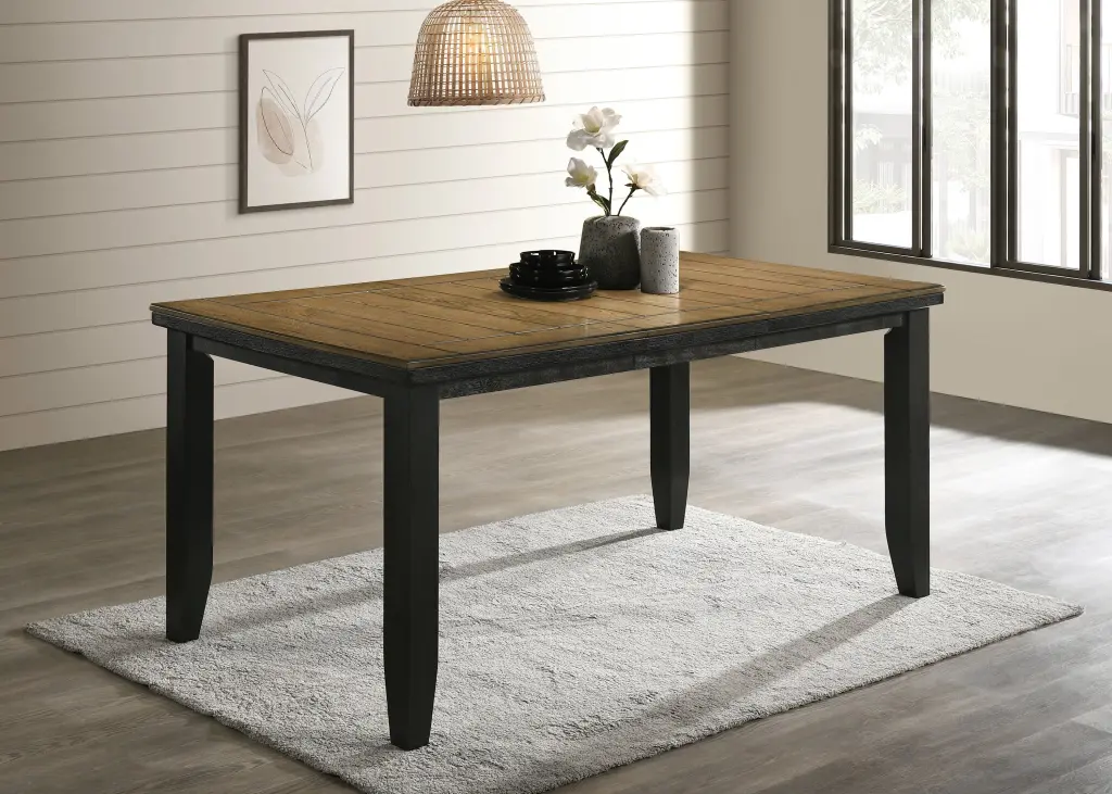 Contemporary Rectangular Dining Table 18 Inch Leaf and Tapered Base kanepe