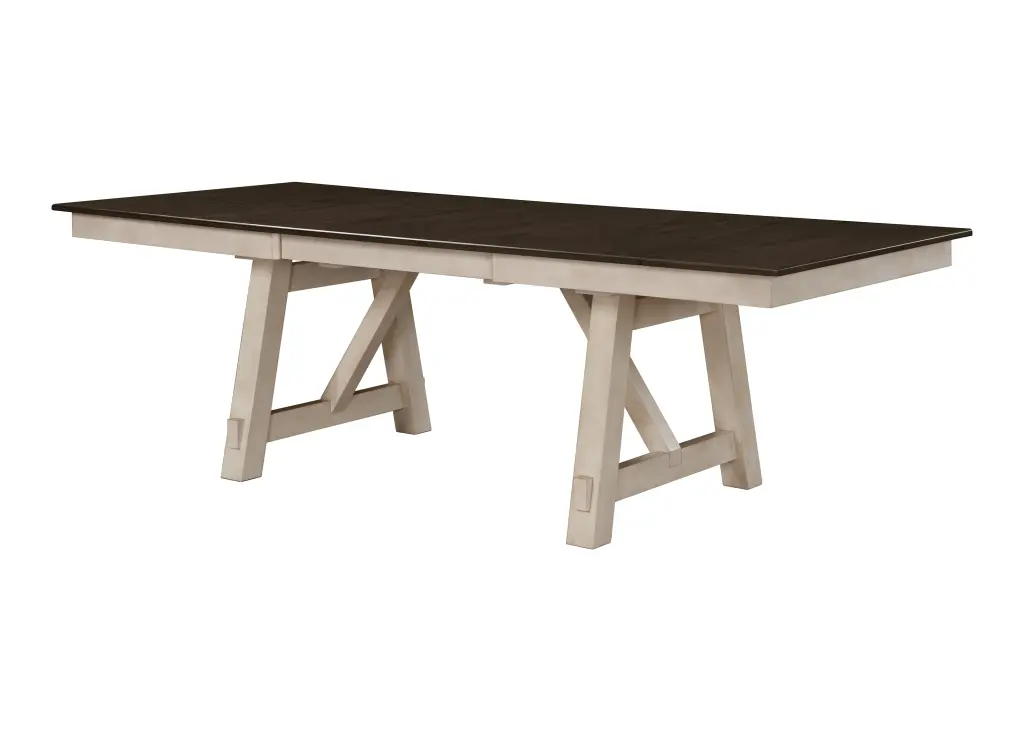 Cottage Style 1Pc Extendable Dining Table Chalk Gray Tow Tone Finish kanepe