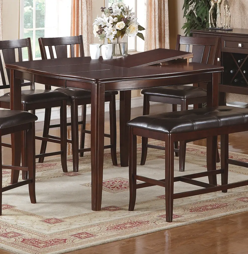 Counter Height Dining Table Birch Veneer MDF Top - Rubber Wood Base kanepe