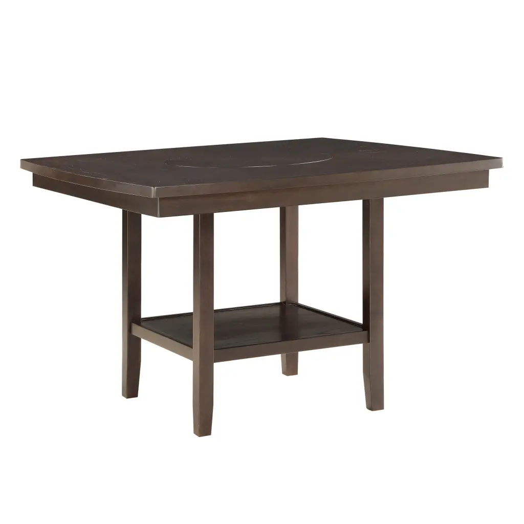 Dark Brown Finish Counter Height Table Practical Lazy Susan and Drawers kanepe