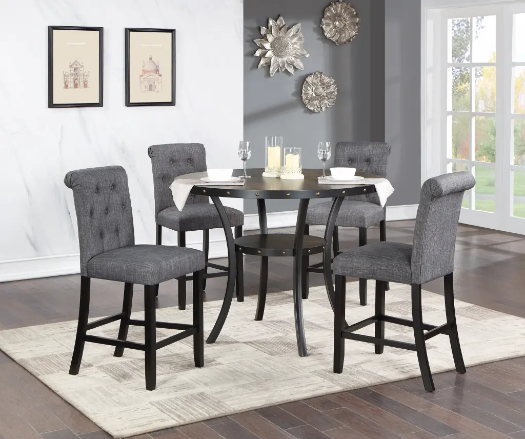 Dining Room Home Decor Natural Timber Round Dining Table 4X High Chairs kanepe