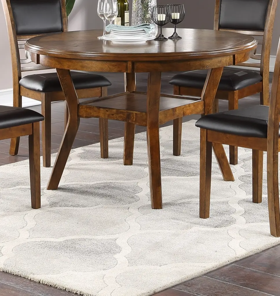 Dining Room Home Decor Walnut Rubber Wood Mdf Round Table 1Pc Table kanepe