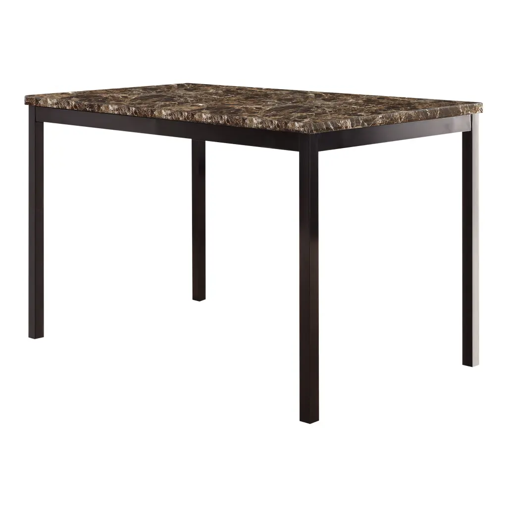 Effortless Style Dining Table Brown Faux Marble Top Black Metal Base kanepe