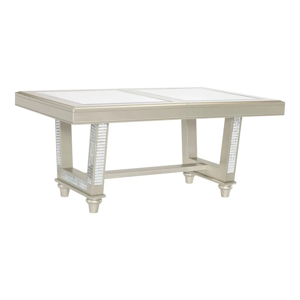 Glamorous Crystal Insert Trestle Dining Table Extendable Modern Decor kanepe