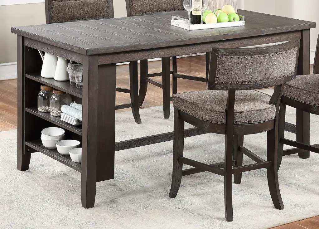 Modern Casual 1Pc Counter Height High Dining Table Storage Shelves kanepe