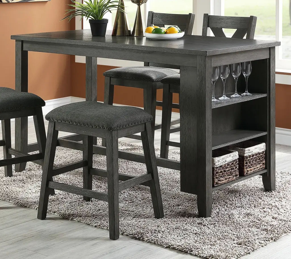 Modern Casual Counter Height Dining Table Storage Shelves kanepe