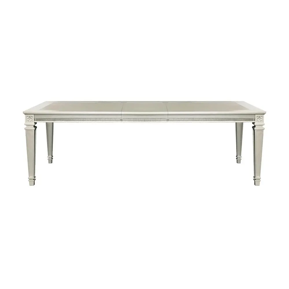 Modern Glam Dining Table Extension Leaf Shiny Metal Finish Contemporary kanepe