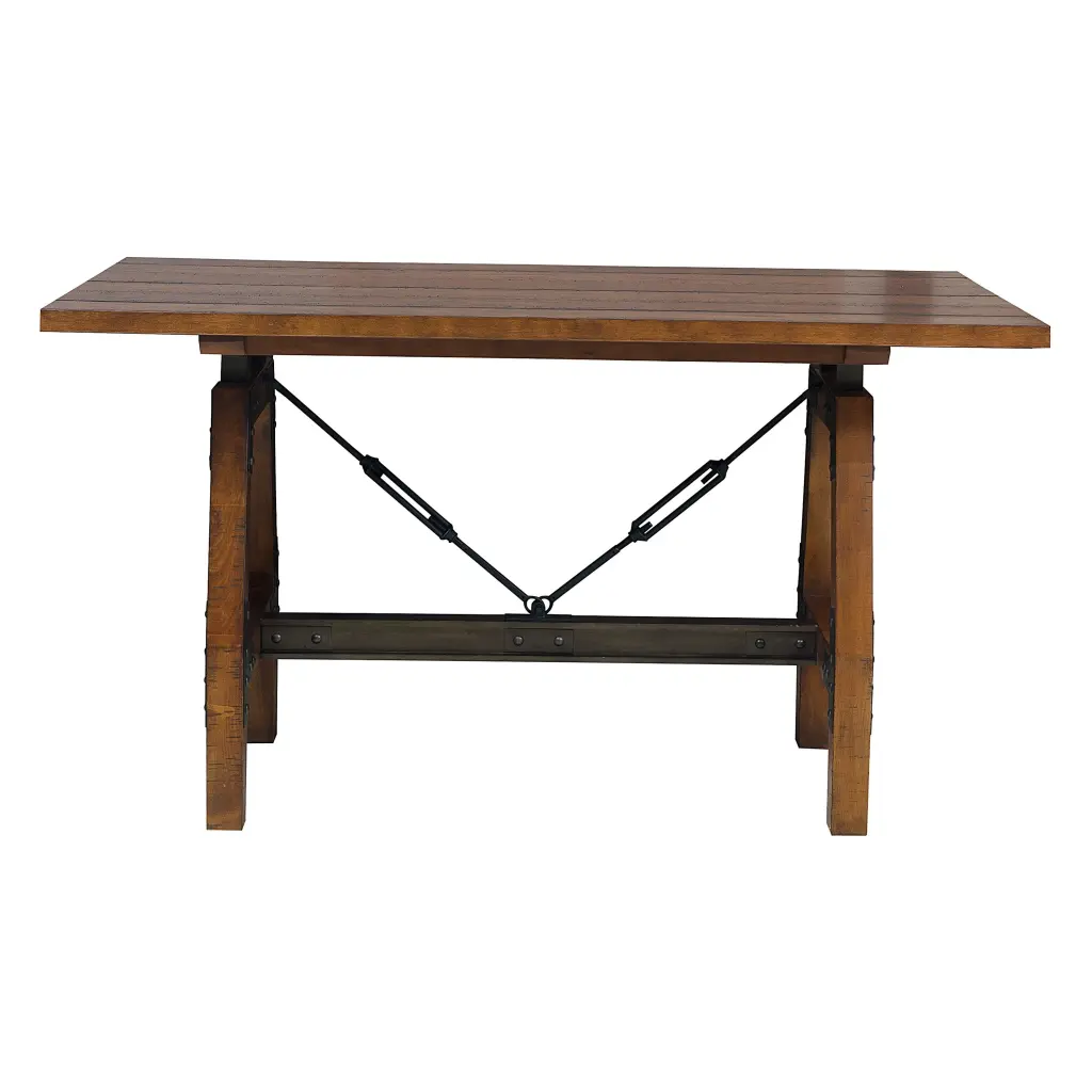 Rustic Brown And Gunmetal Finish 1Pc Counter Height Dining Table Industrial Style Kitchen Furniture kanepe