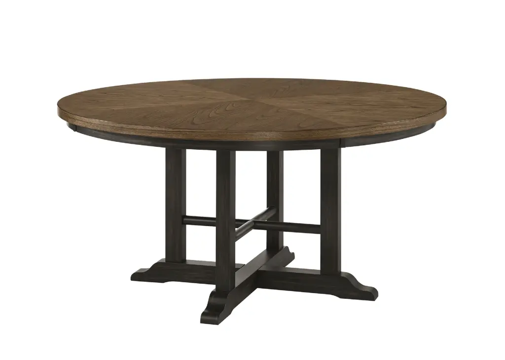 Traditional Farmhouse 1Pc Dining Round Table Two Tone Finish Gray Brown kanepe
