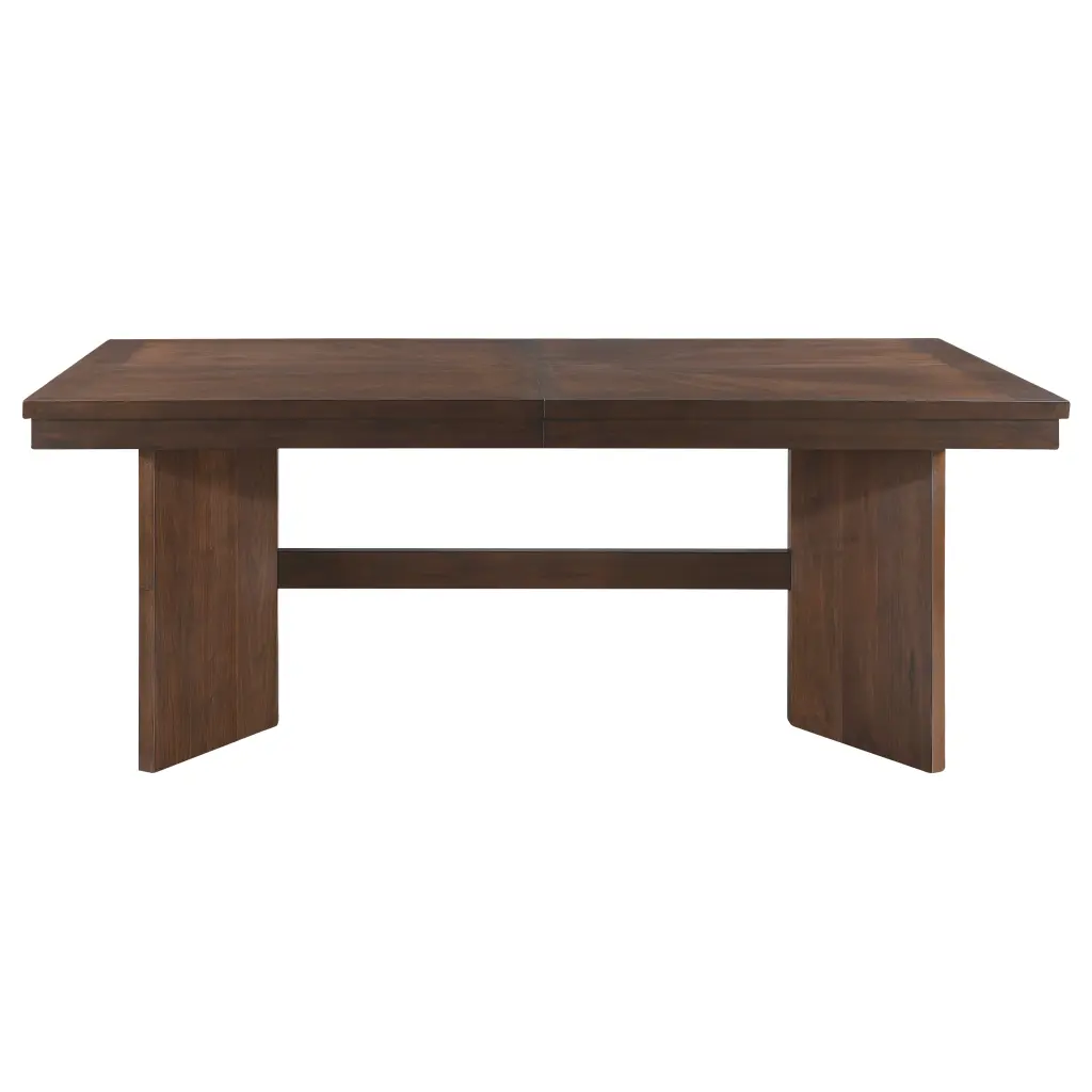Walnut Finish Wood Dining Table Self Storing Extension Leaf 6-8 People kanepe