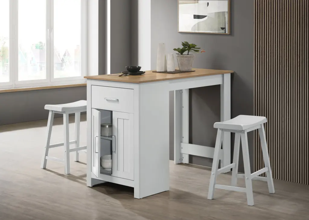 Alonzo 47 Inch Oak And White Finish Small Space Counter Height Dining Table lilola home
