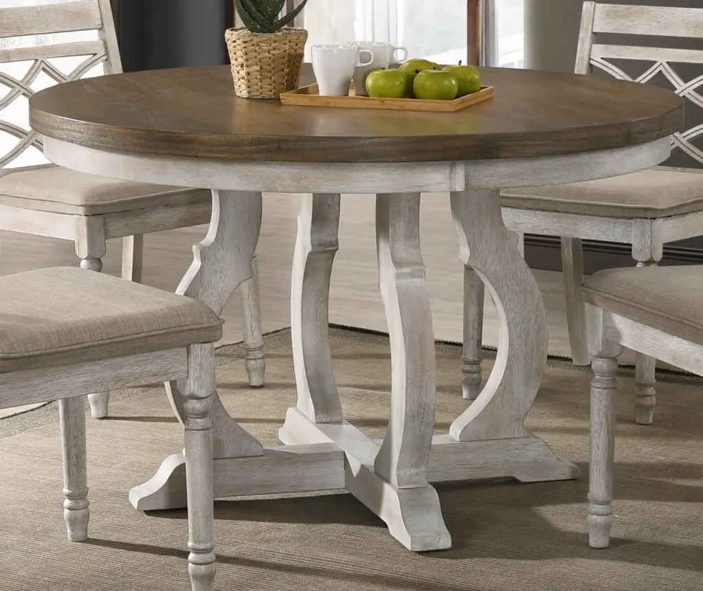 Havanna Vintage Walnut 47 Inch Wide Contemporary Round Dining Table Optional Leaf lilola home