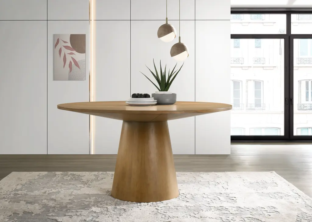 Jasper Driftwood Finish 59 Inch Wide Contemporary Round Dining Table Timber lilola home