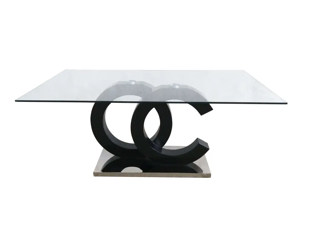 Aston Dining Table Black MDF Alloy Metal Modern Design luxe modern furniture