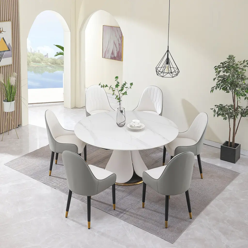 Modern Sintered Marble Dining Table Multi-Functional Design Effortless Style montary