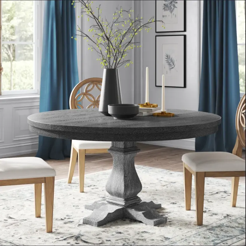 Extendable Dining Table Gray Seats 6 Dining Room Elastomerwood Solid Timber nh-inmax